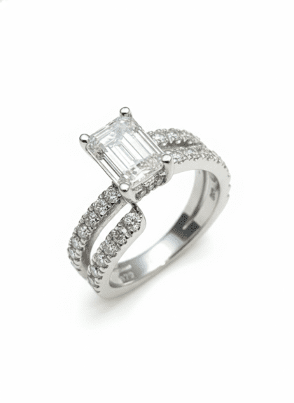 Emerald Cut Split Shink Ring